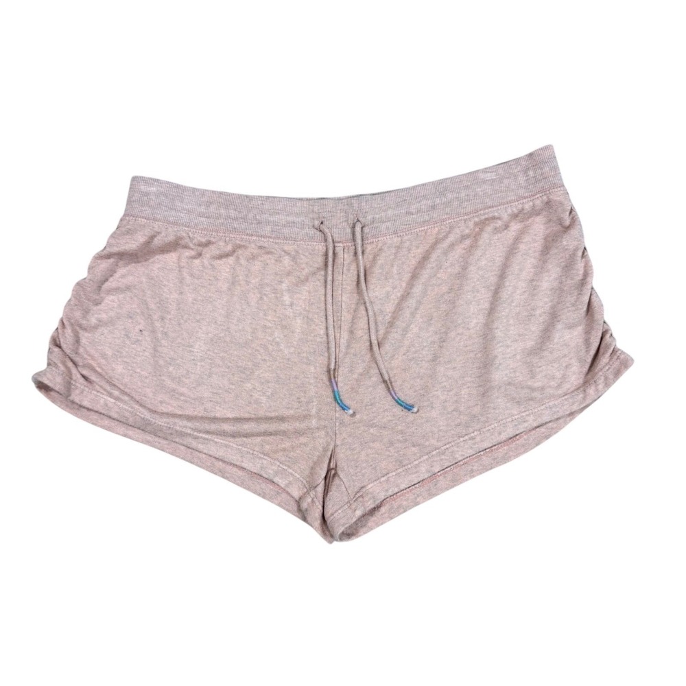 PJ Salvage Womens Lounge Shorts Pink Heathered Knit Drawstring Pajama Bottoms L